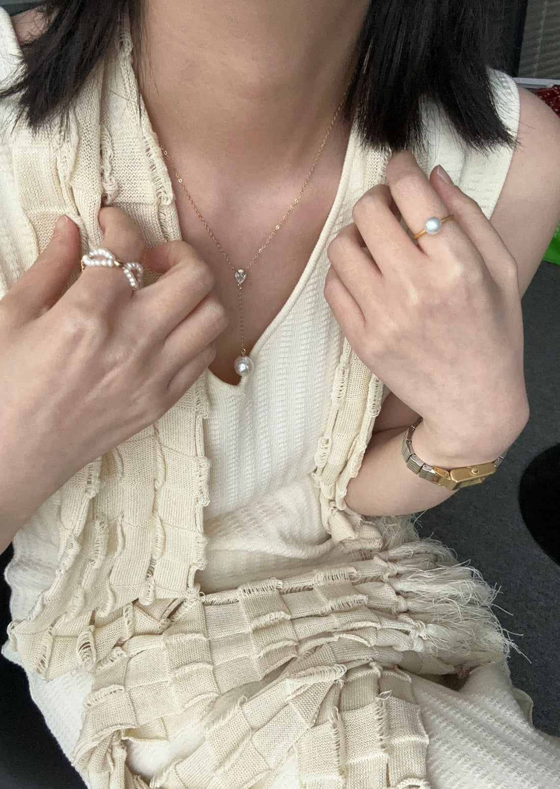 Sweet Butterfly Knot Pearl Ring