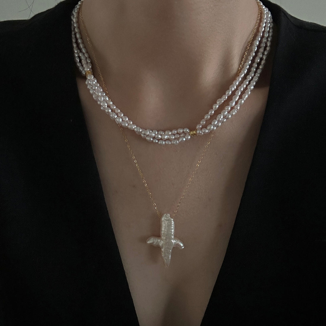 Delicate 3-Layer Fairy Pearl Necklace