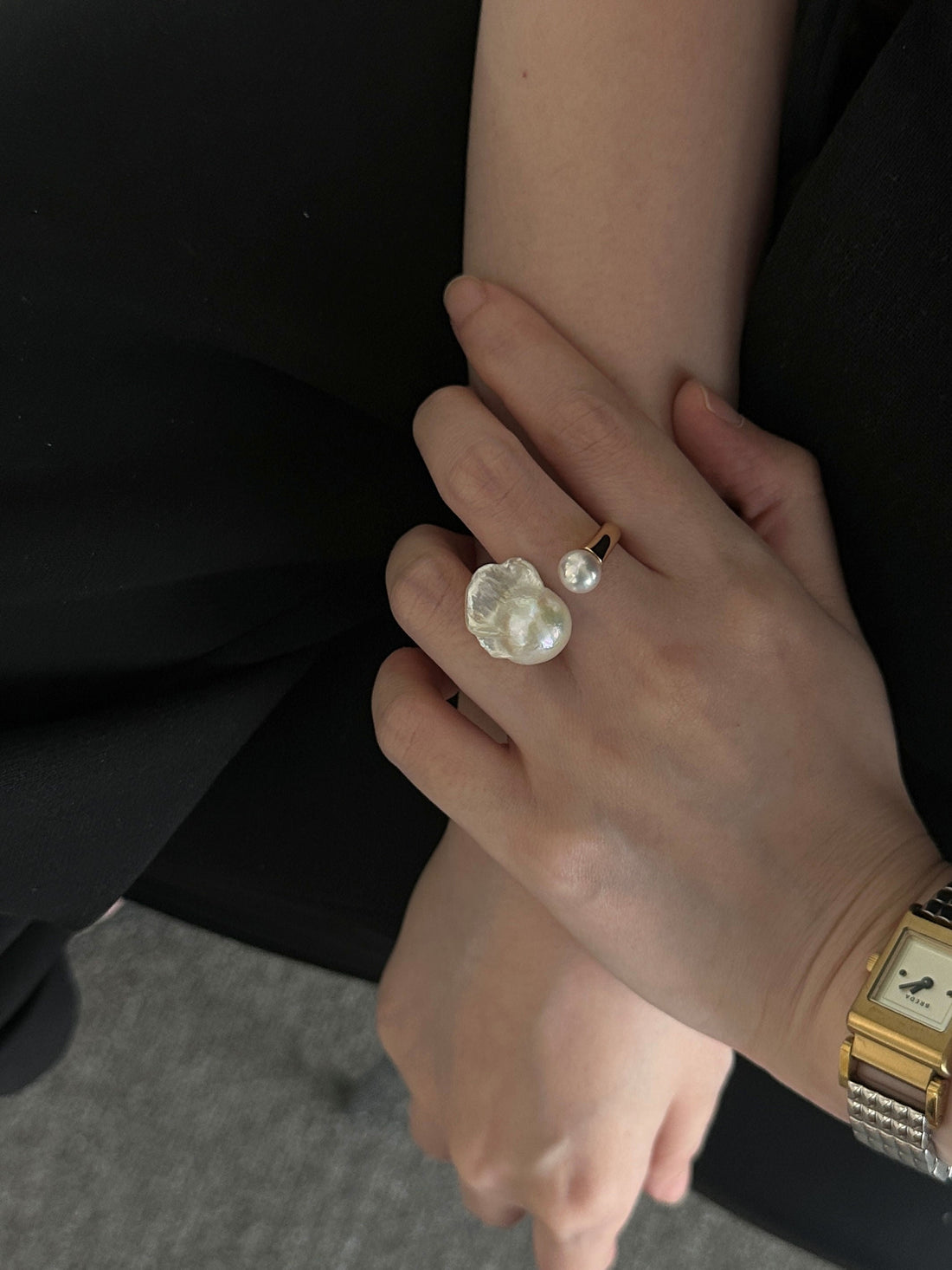 Charismatic Baroque Pearl Ring