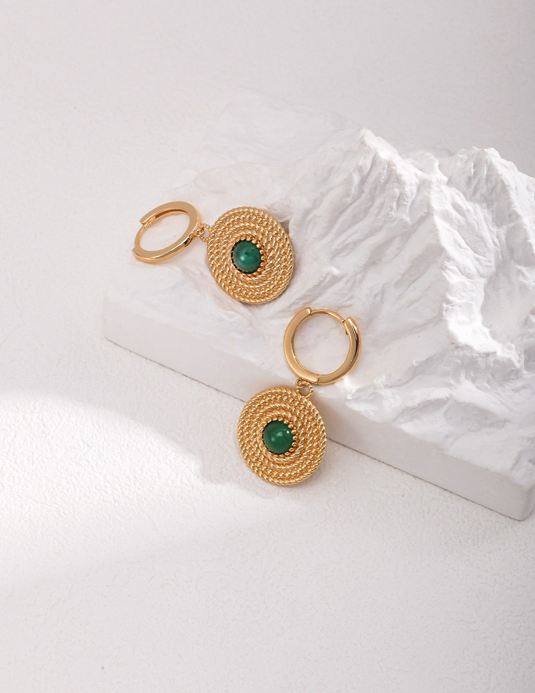 Vintage Chalcedony Disk Earrings