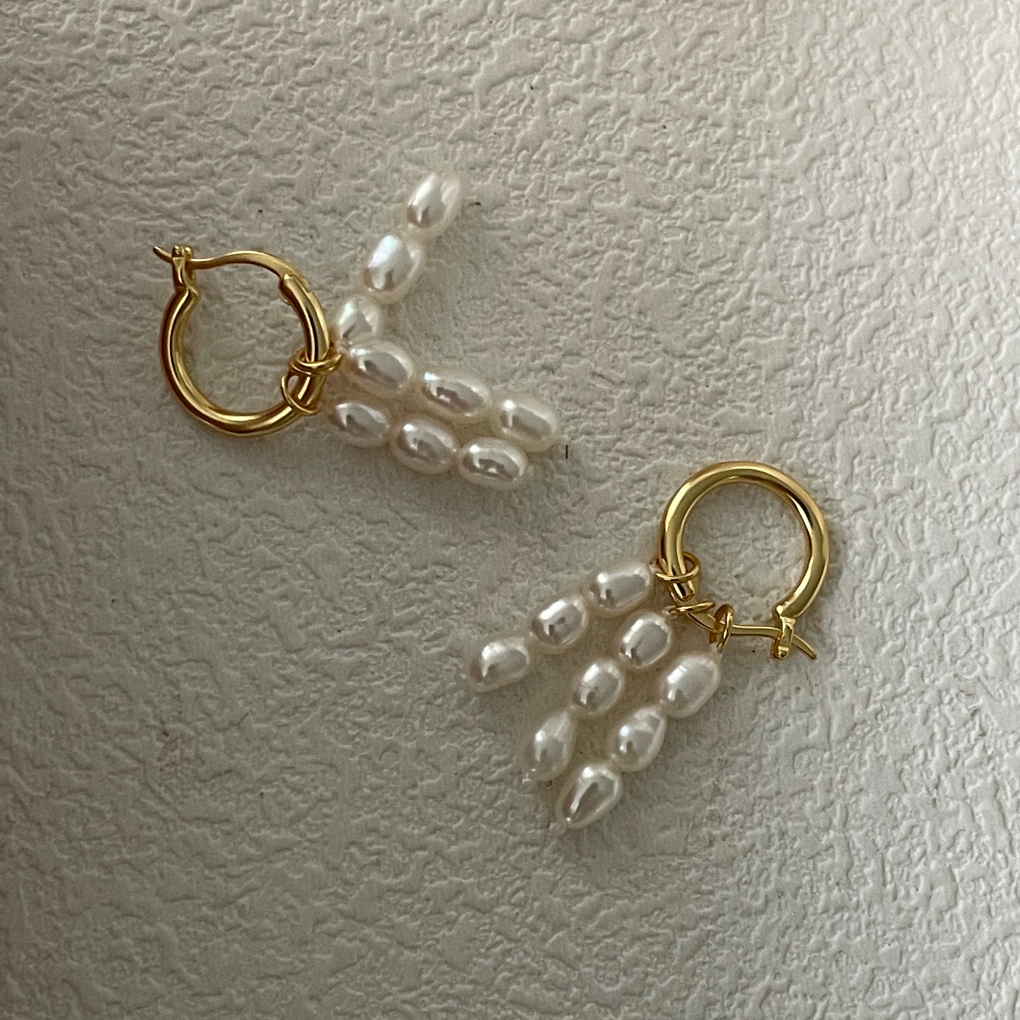 Gold Hoop Freshwater Pearl Earrings
