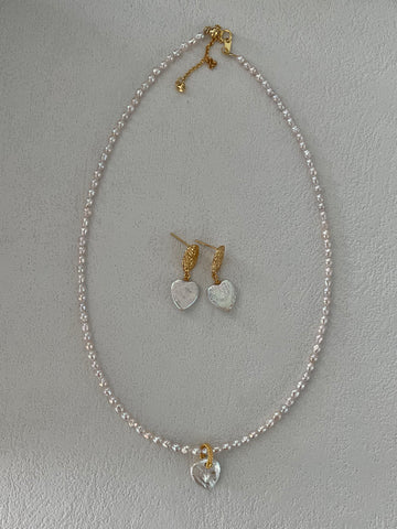 Fairy Pink Heart Freshwater Pearl Necklace
