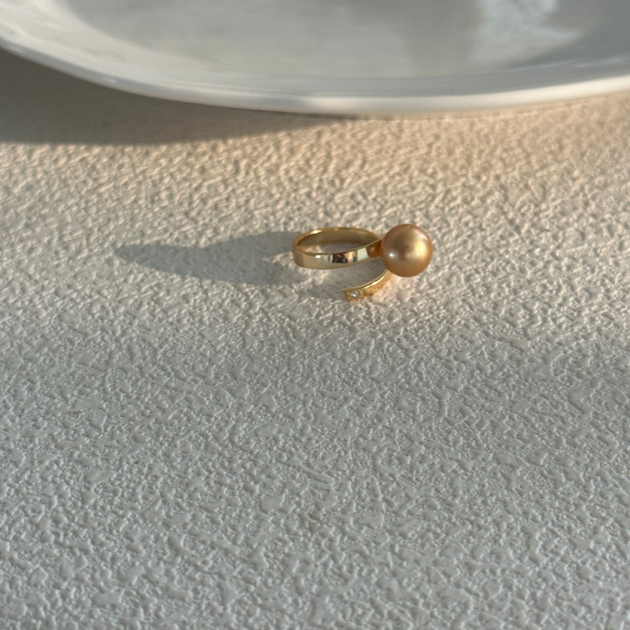 Golden Pearl Open Ring