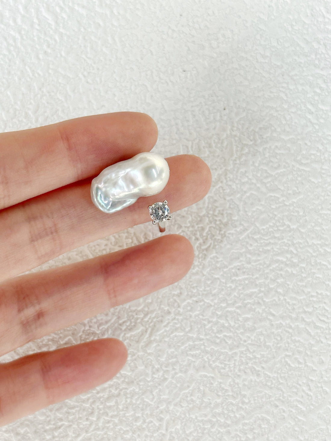 Baroque Pearl & Diamond Open Ring